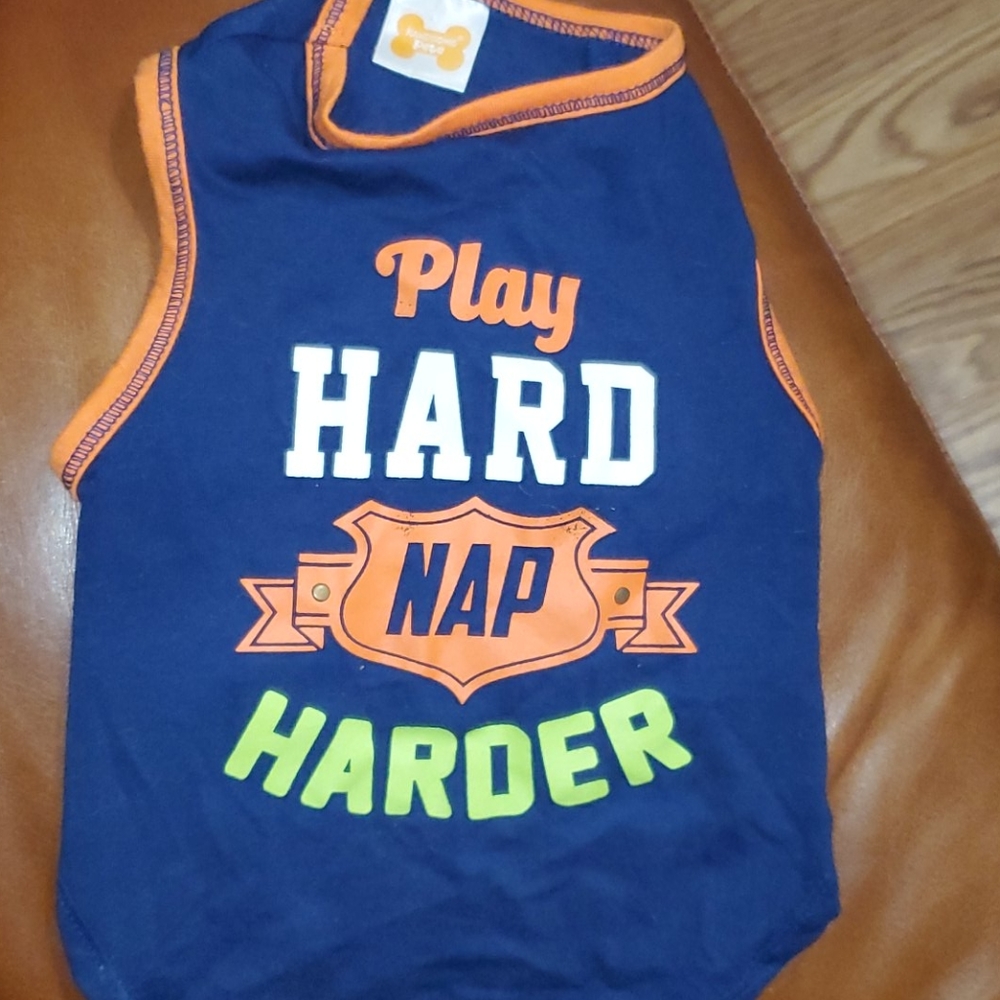 Pet t-shirt " play hard nap harder"